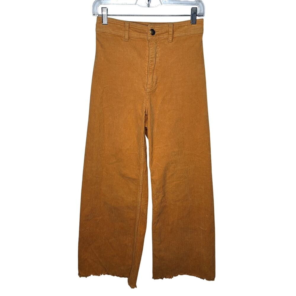 Billabong Corduroy Wide Leg Sailor Pants 26 Free Fall Mustard Goldenrod Boho